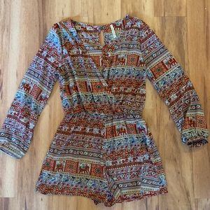 Long sleeve Patterned Romper